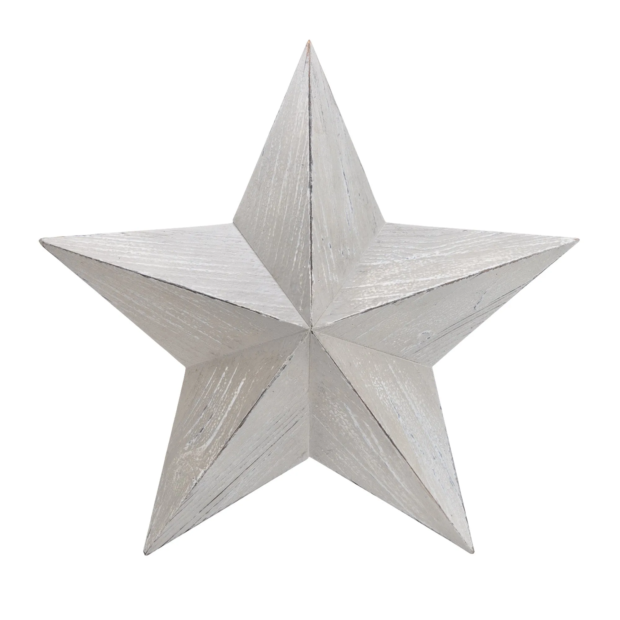 38cm 3D MDF Star - Grey Wash