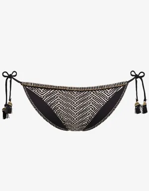 Afro Gem Tie Bikini Bottom - Black/Canvas