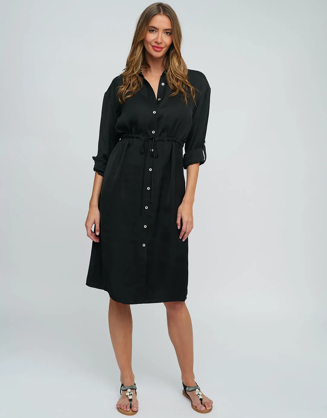 Alora Shirt Dress - Black