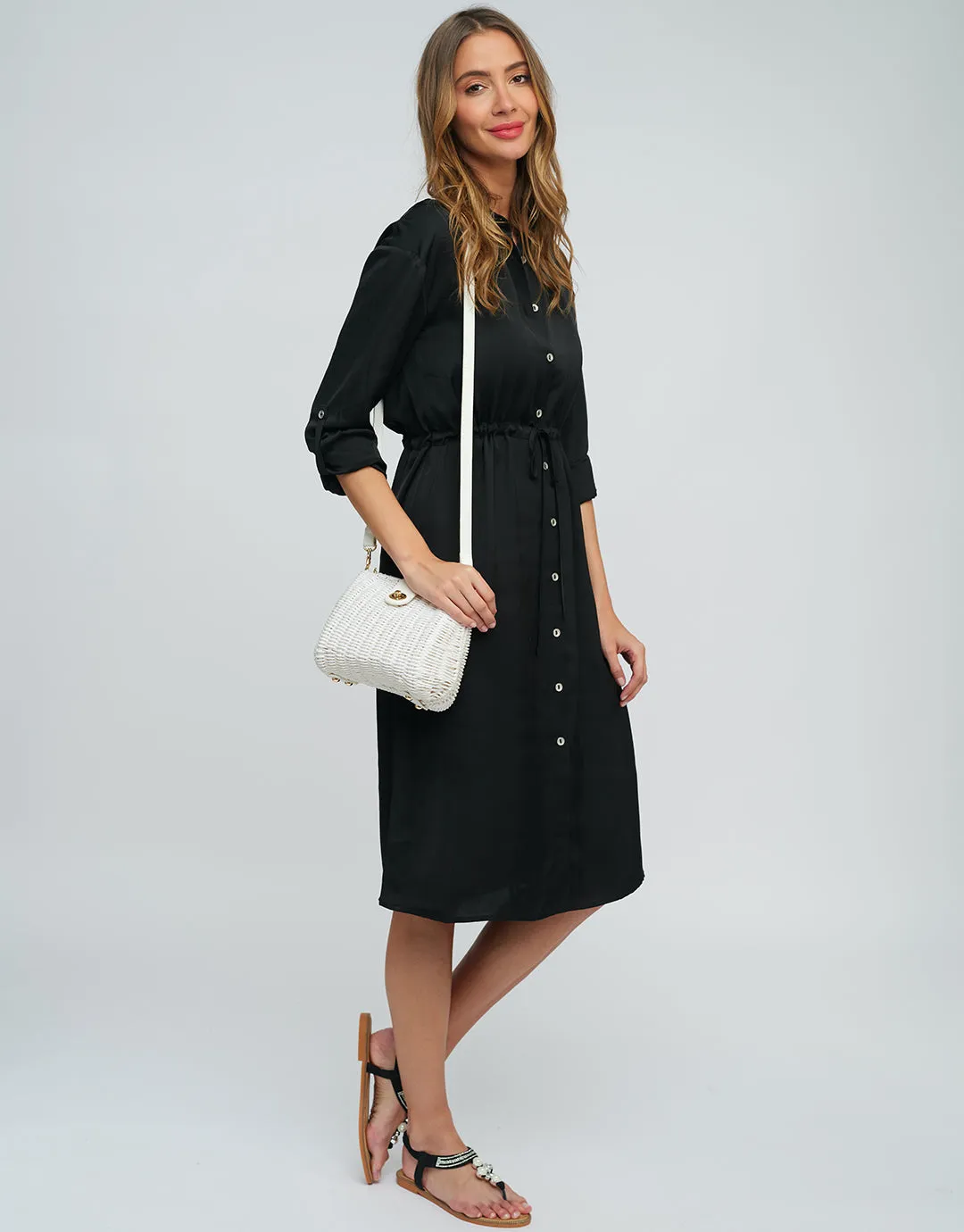 Alora Shirt Dress - Black
