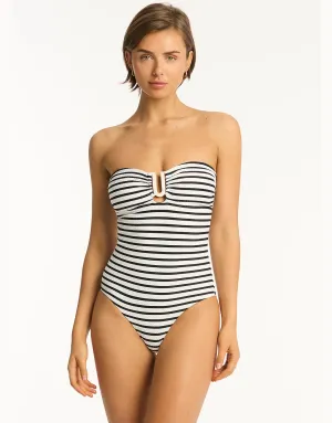 Amalfi U Bar Bandeau Swimsuit - White and Black