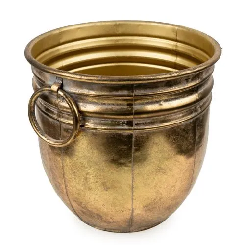 Antique Gold Large Metal Planter