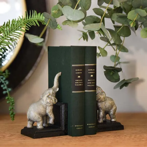 Antique Pair of Elephant Bookends Cast Iron