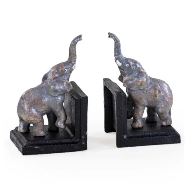Antique Pair of Elephant Bookends Cast Iron