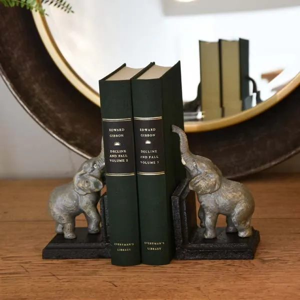 Antique Pair of Elephant Bookends Cast Iron