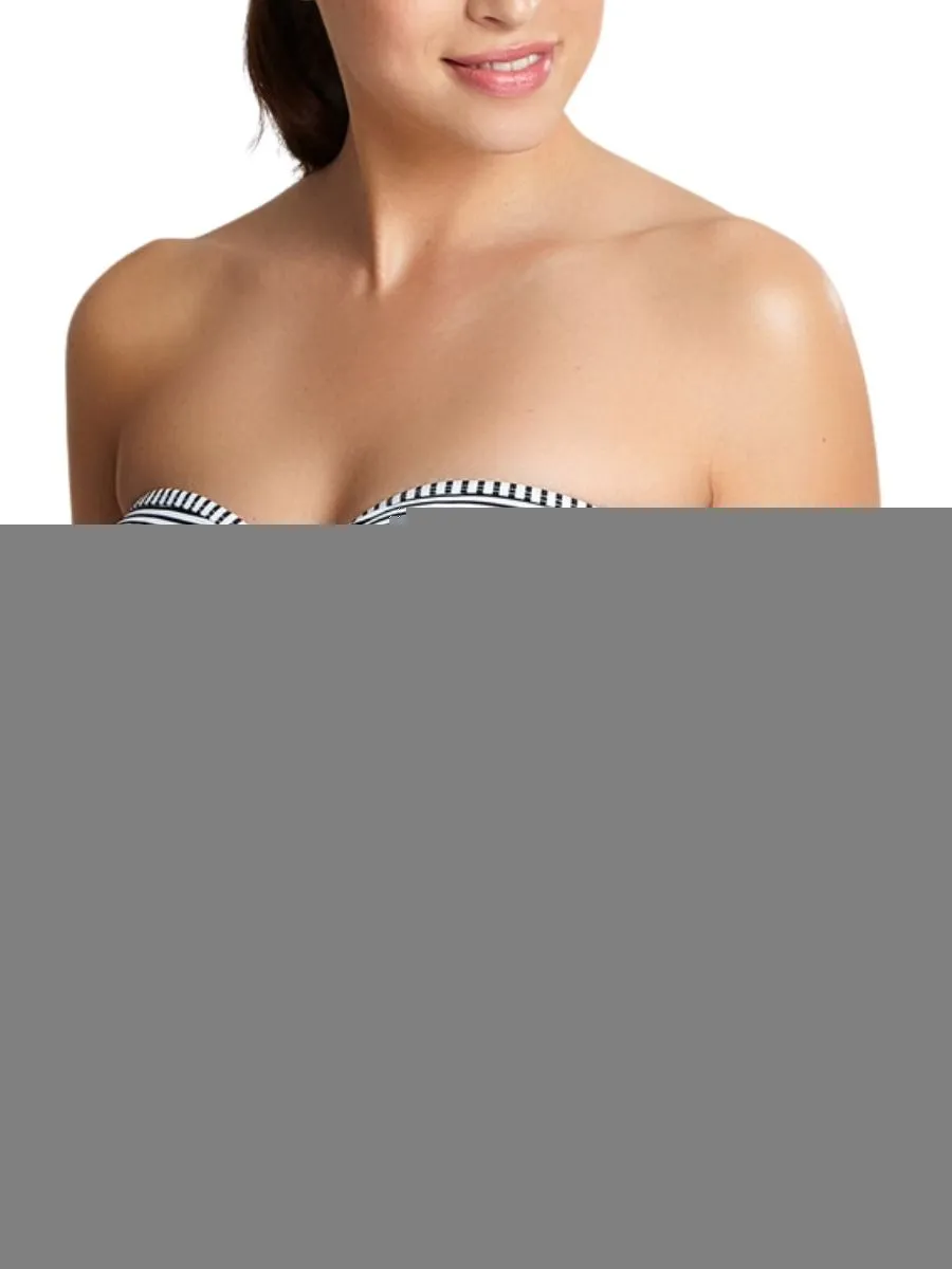 Anya Stripe Bandeau Tankini - Black/White