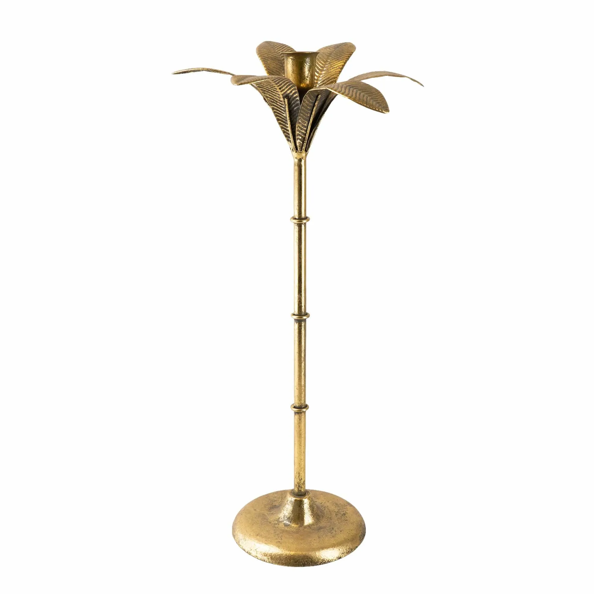 Art Deco Gold Palm Tree Candle Holder