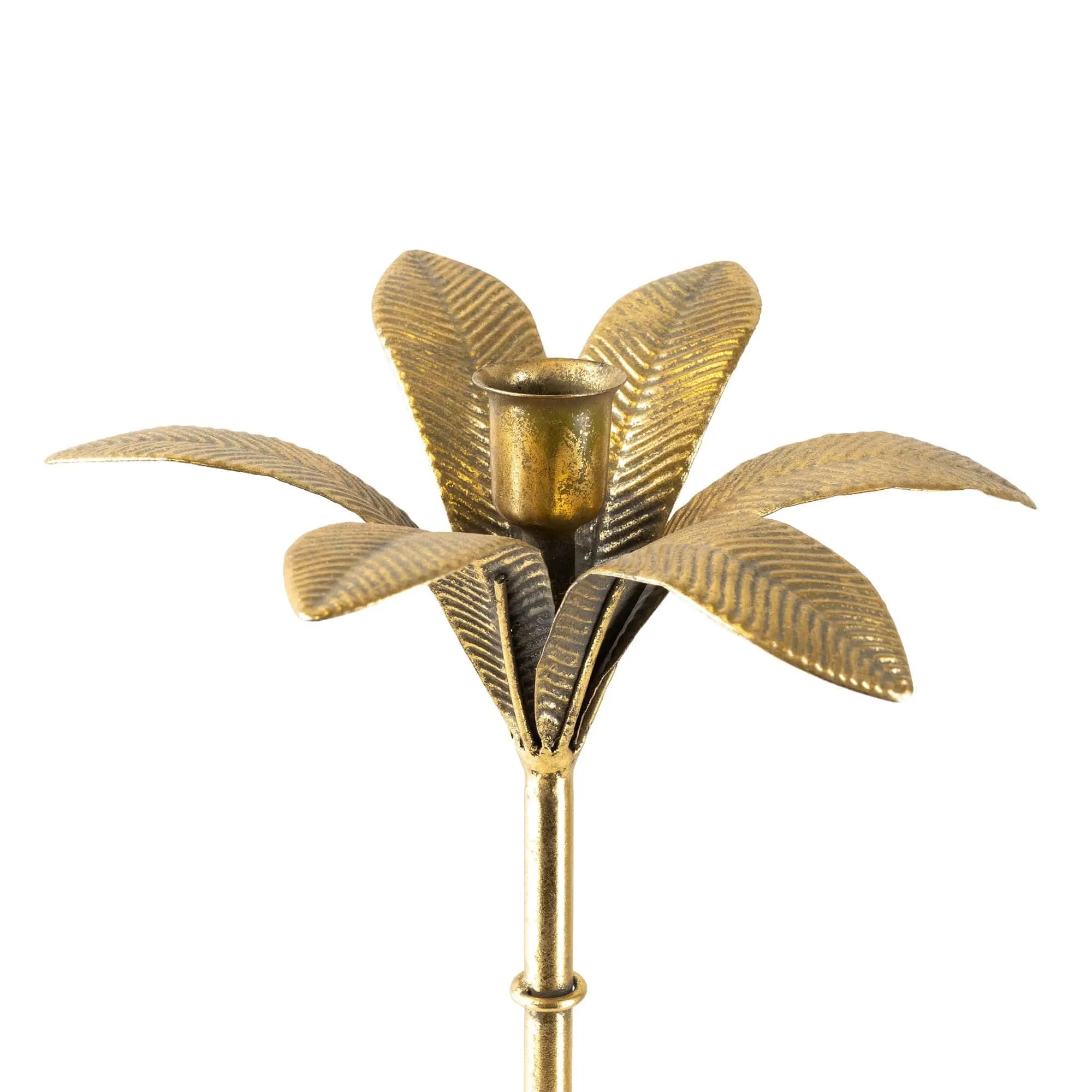 Art Deco Gold Palm Tree Candle Holder