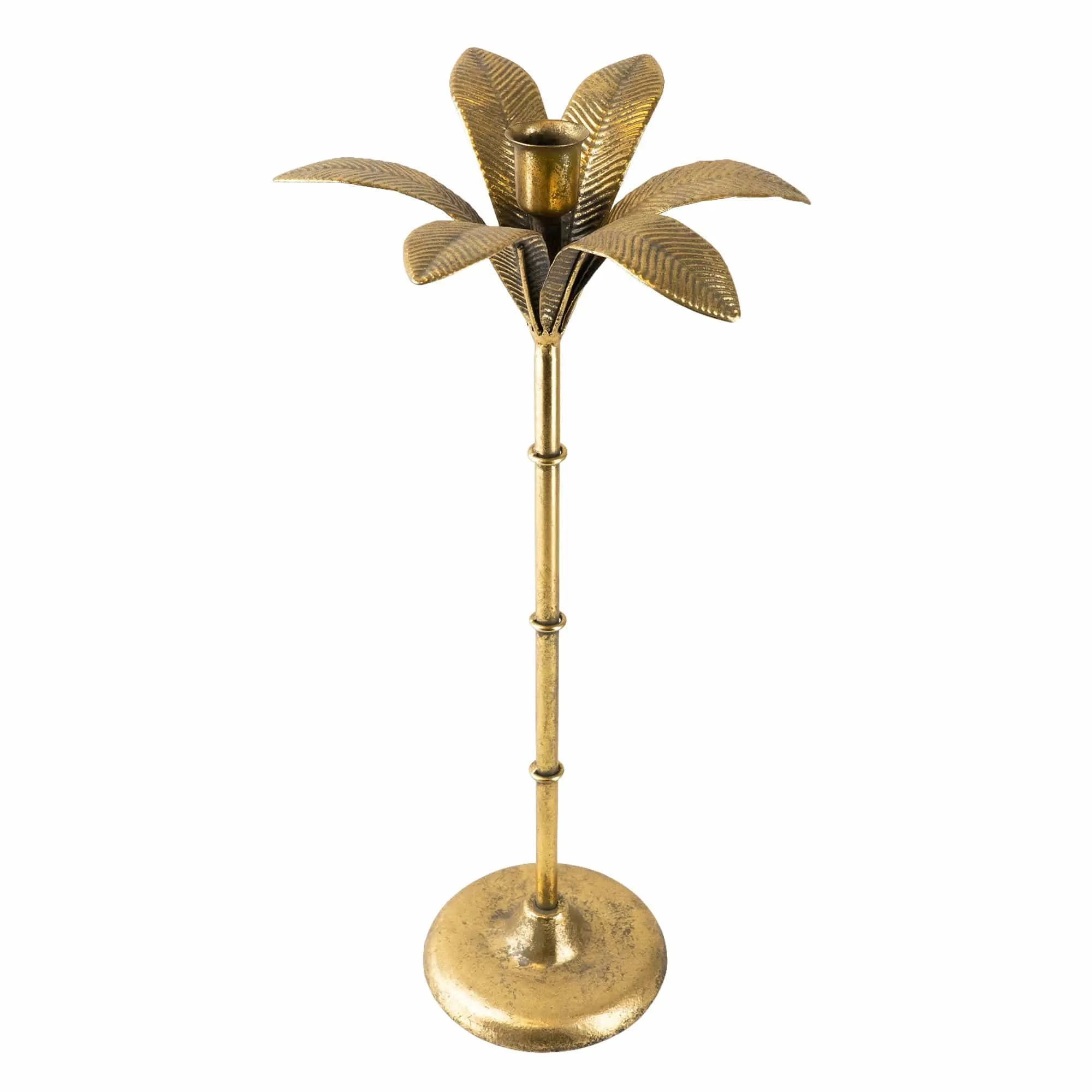 Art Deco Gold Palm Tree Candle Holder