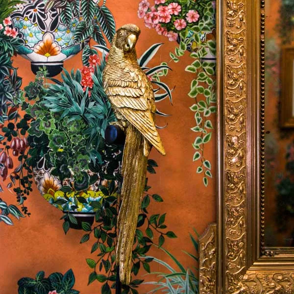Art Deco Gold Parrot Statue Mounted on a Black Stand kitchen essentials, utensils set