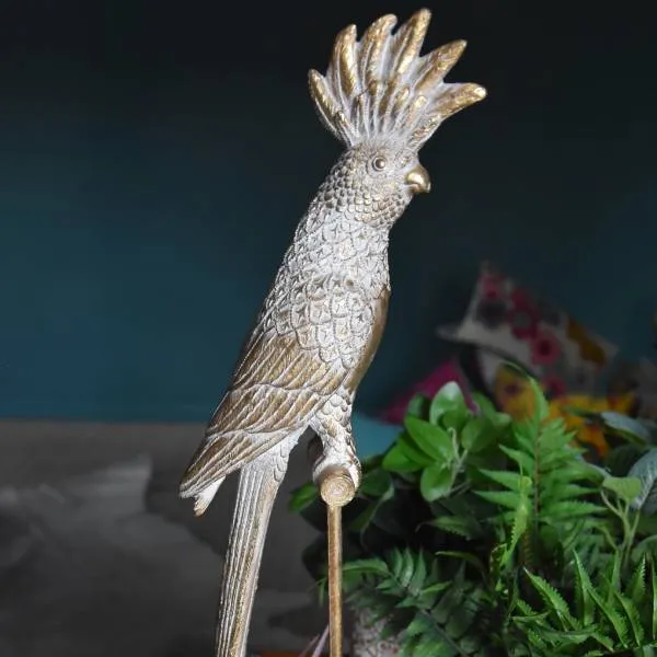Art Deco Parrot on a Gold Stand kitchen essentials, utensils set