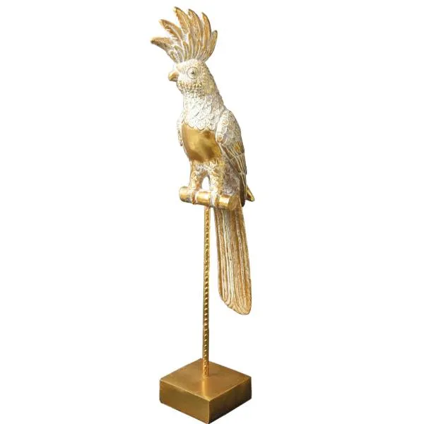 Art Deco Parrot on a Gold Stand