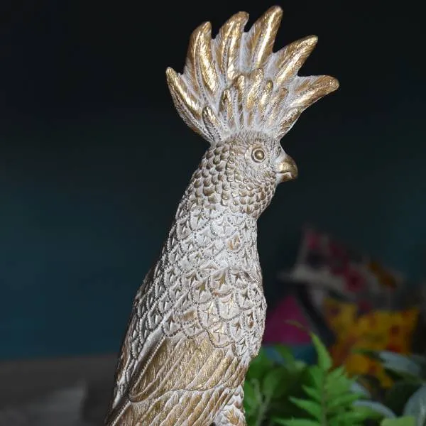 Art Deco Parrot on a Gold Stand