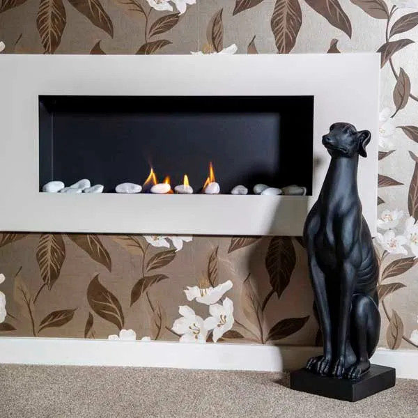 Art Deco Sitting Black Greyhound On Plinth Ornament