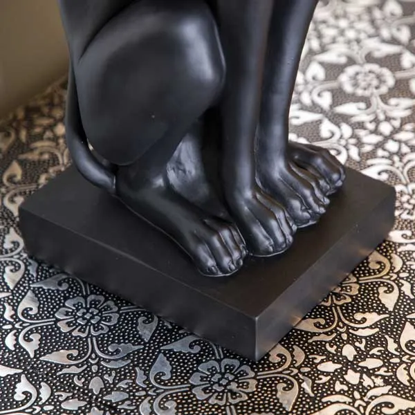 Art Deco Sitting Black Greyhound On Plinth Ornament