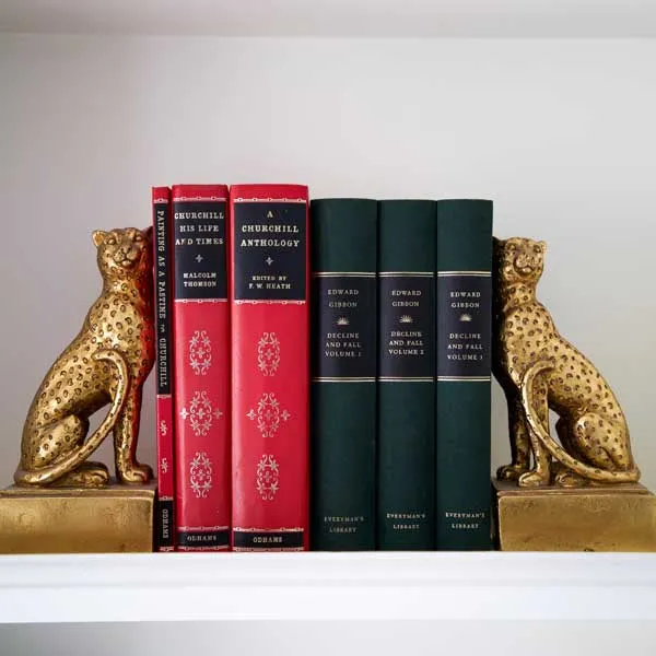 Art Deco Style Black & Gold Leopard Bookends