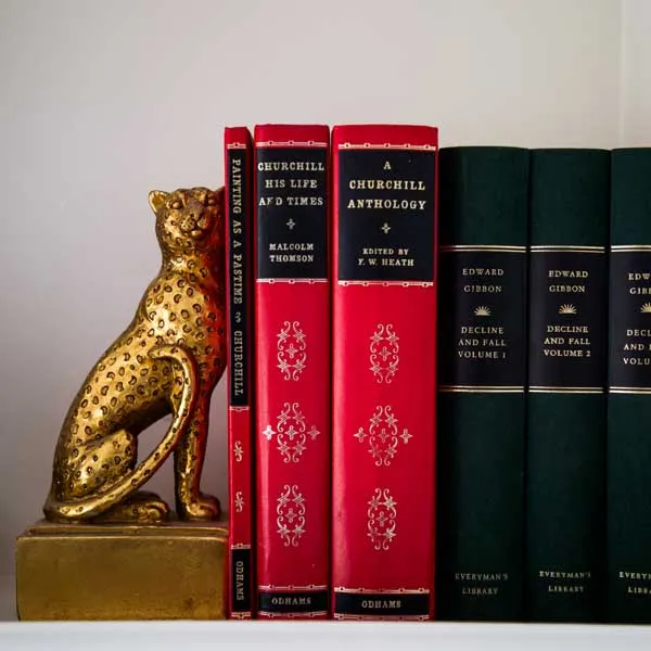 Art Deco Style Black & Gold Leopard Bookends
