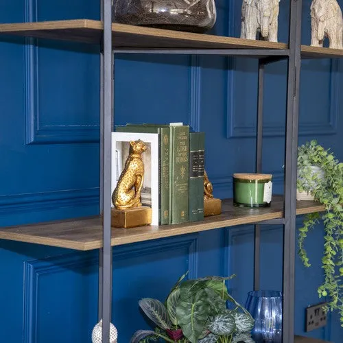 Art Deco Style Black & Gold Leopard Bookends