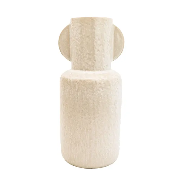 Art Deco Style Cream Vase with a Wide Neck