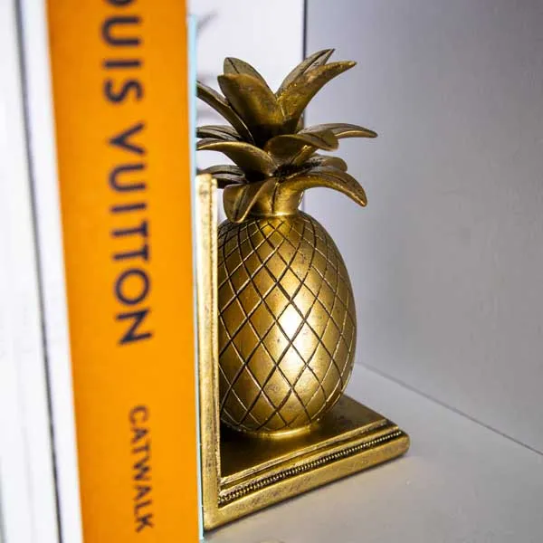 Art Deco Style Gold Pineapple Bookends