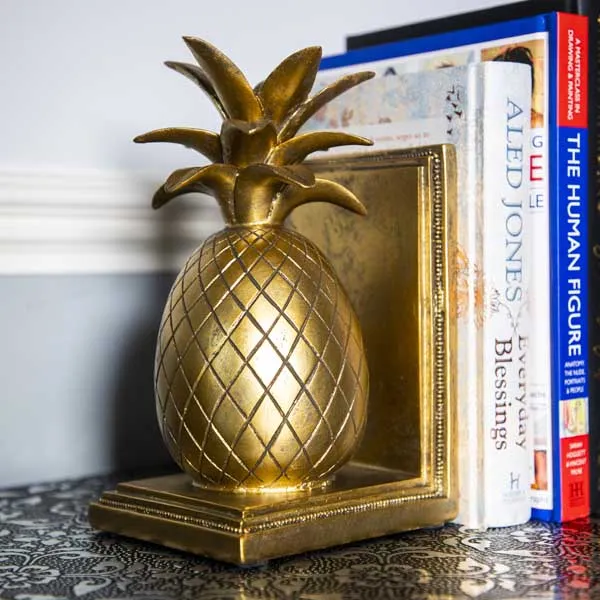 Art Deco Style Gold Pineapple Bookends