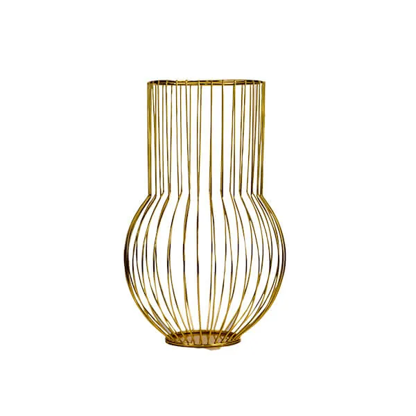 Art Deco Style - Large Wire Lantern Vase Gold