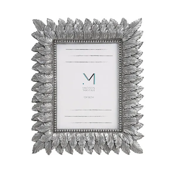 Art Deco Style Silver Leaf Design Photo Frame
