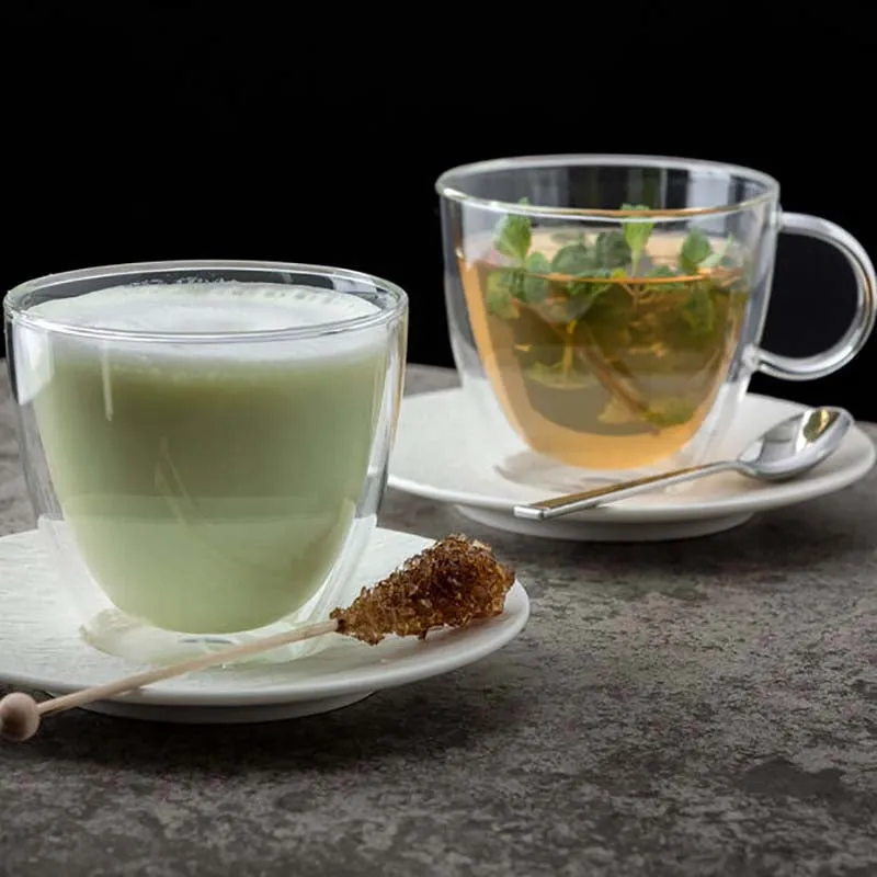Artesano Hot & Cold Set of 2 Double Walled Glass Mugs 420ml Clear,