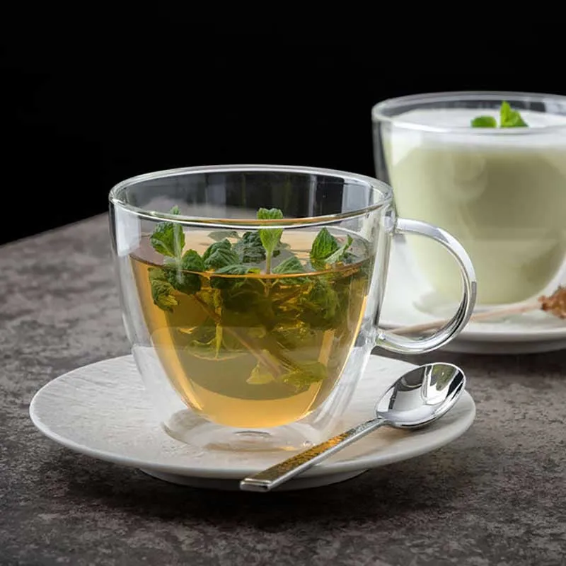 Artesano Hot & Cold Set of 2 Double Walled Glass Mugs 420ml Clear,