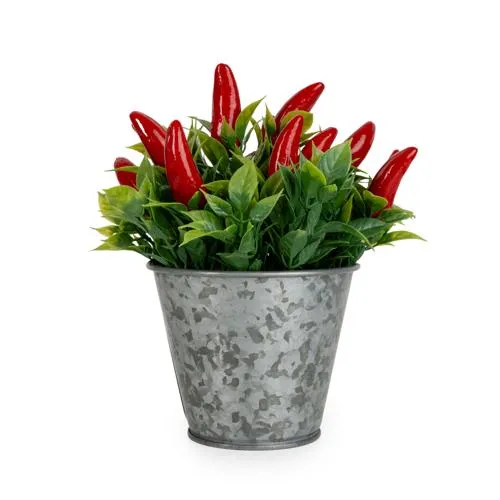 Artificial Chillies in Decorative Tin - 15cm