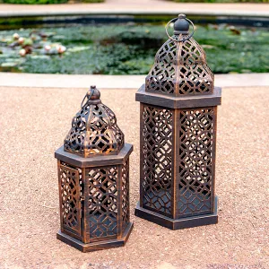 Artisan Medium Brown Lantern with Intricate Cut-Out Design kitchen essentials, utensils set