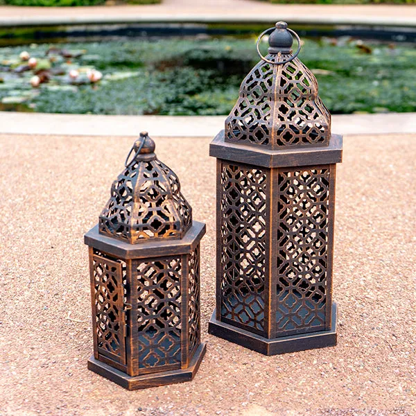 Artisan Medium Brown Lantern with Intricate Cut-Out Design kitchen essentials, utensils set