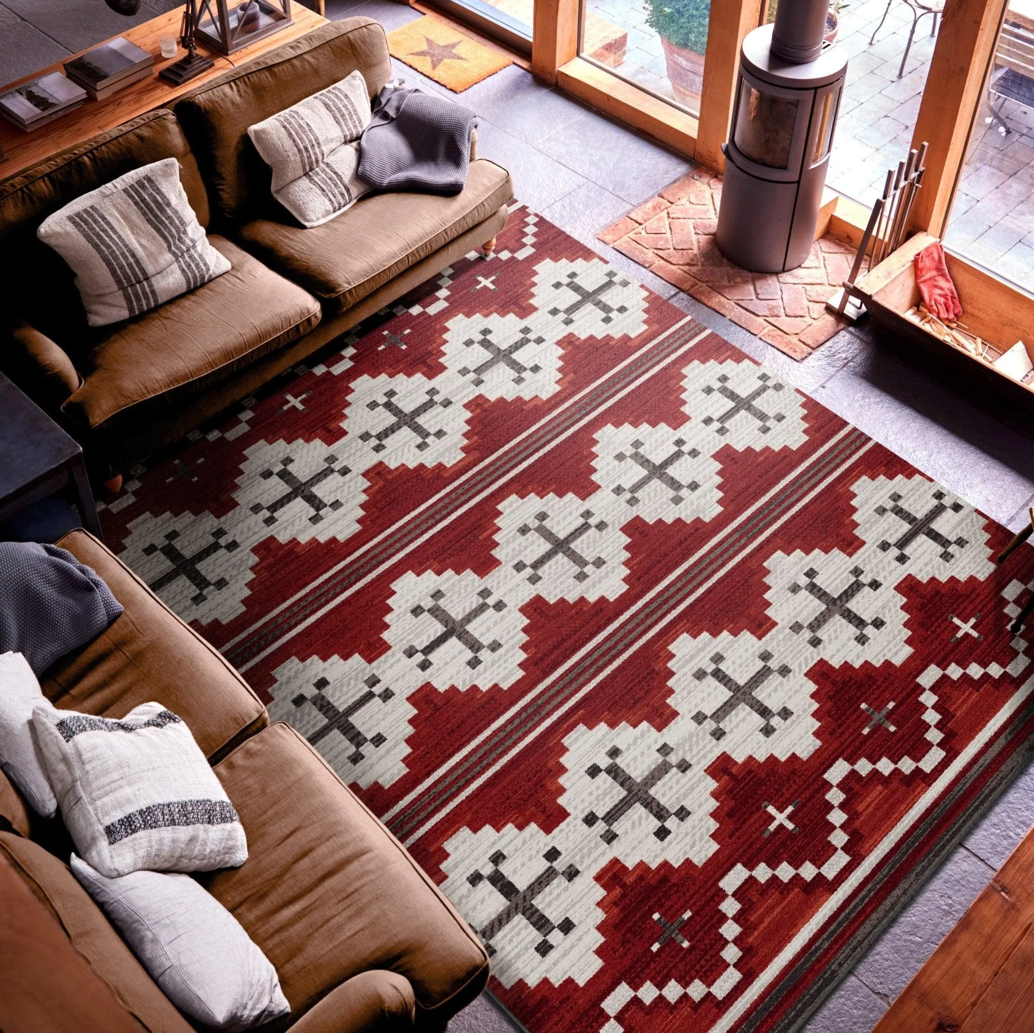 Aspen Rug Collection - Red serving tray, cheese board