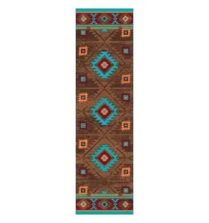 Aztec Whiskey River Floor Runner in Turquoise folding guest bed, rollaway bed
