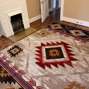 Aztec Whiskey River Rug in Beige XL serving tray, cheese board