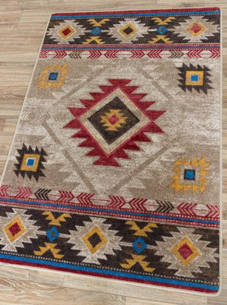 Aztec Whiskey River Rug in Beige folding guest bed, rollaway bed