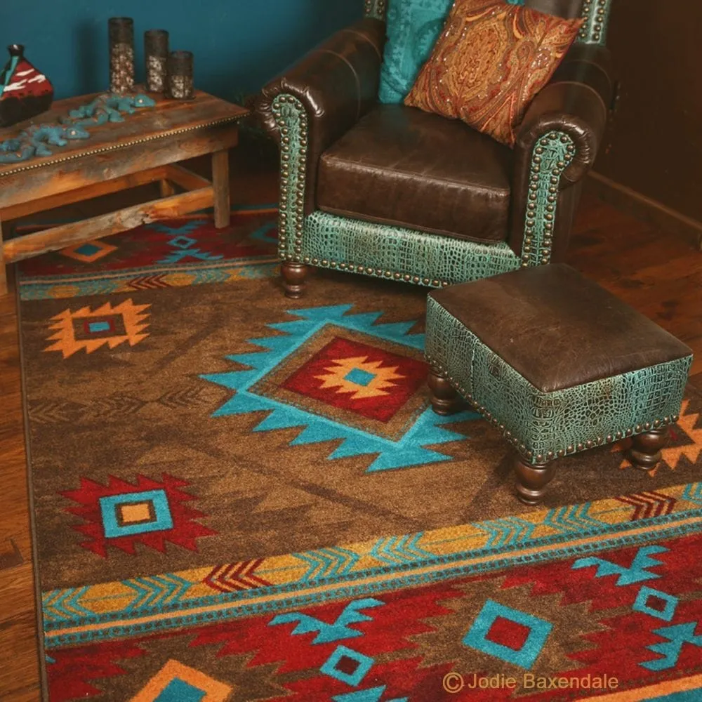 Aztec Whiskey River Rug in Turquoise XL serving tray, cheese board