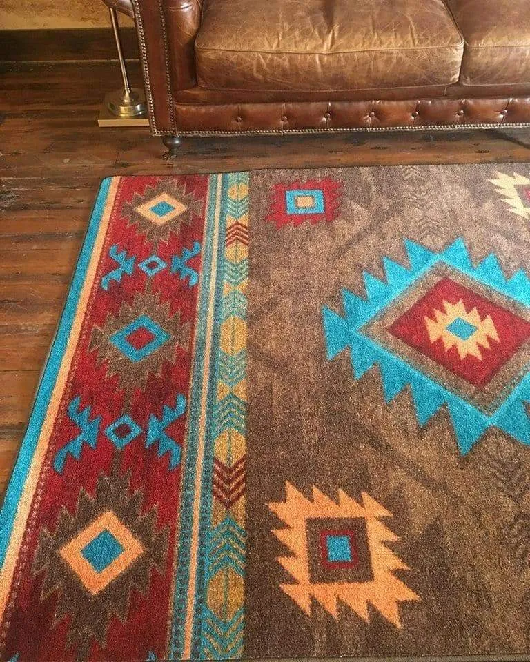 Aztec Whiskey River Rugs in Turquoise serving tray, cheese board