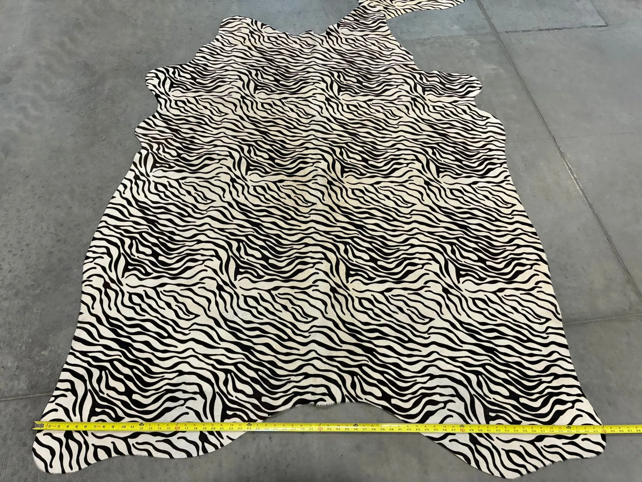 Baby Zebra on Off white Stenciled Cowhide