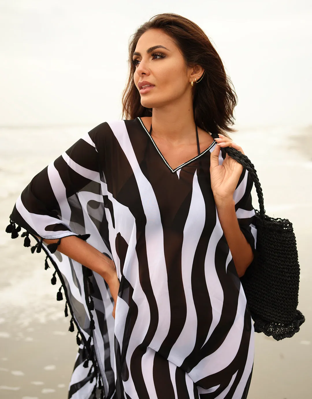 Bali Kaftan - Black and White