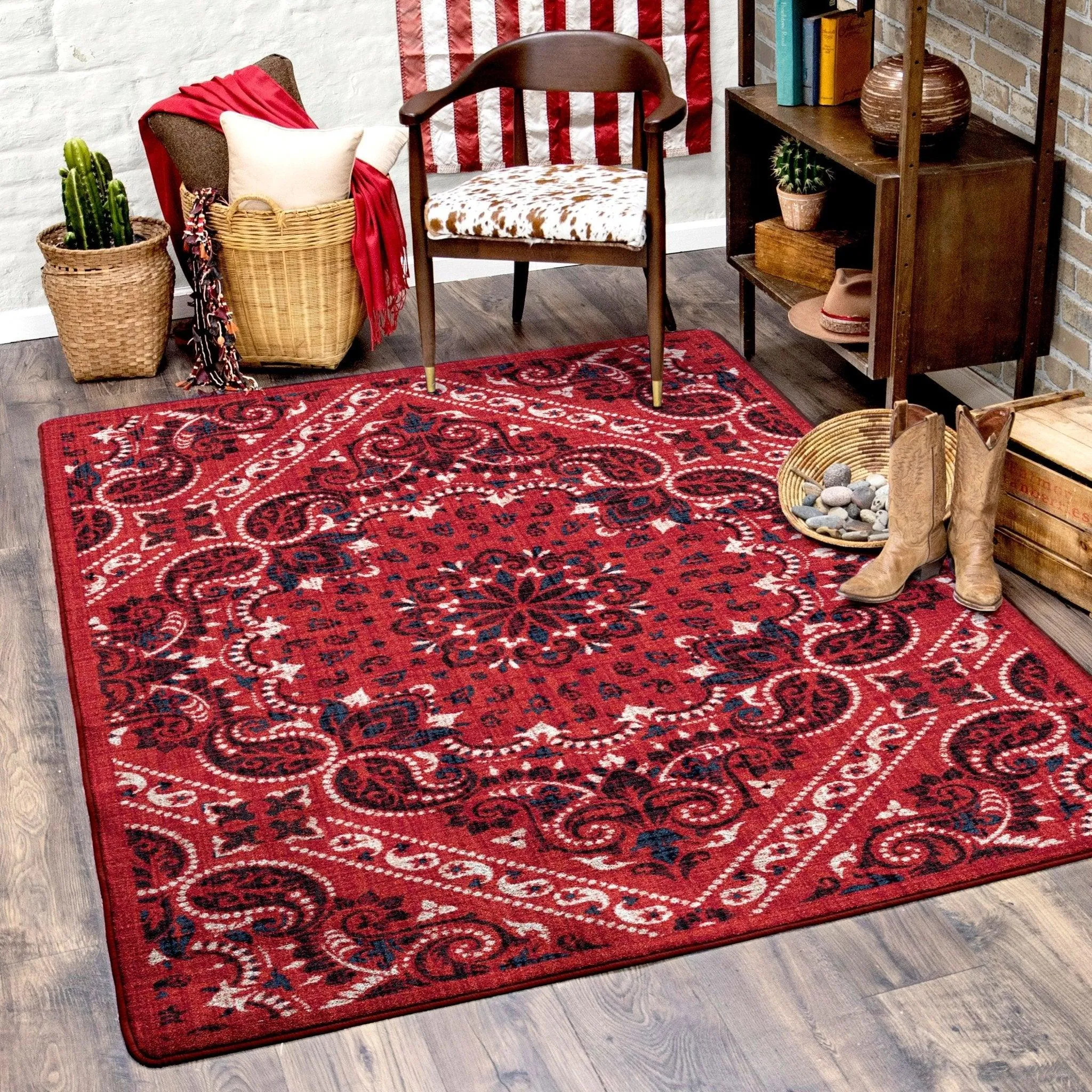 Bandana Rodeo Red Area Rugs serving tray, cheese board