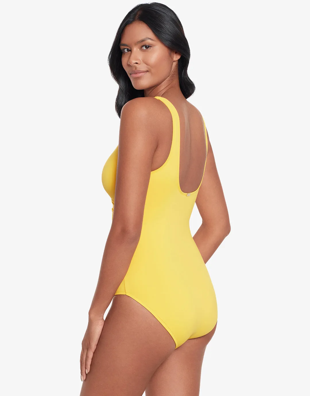 Beach Club Solids Ring Front Swimsuit - Yellow