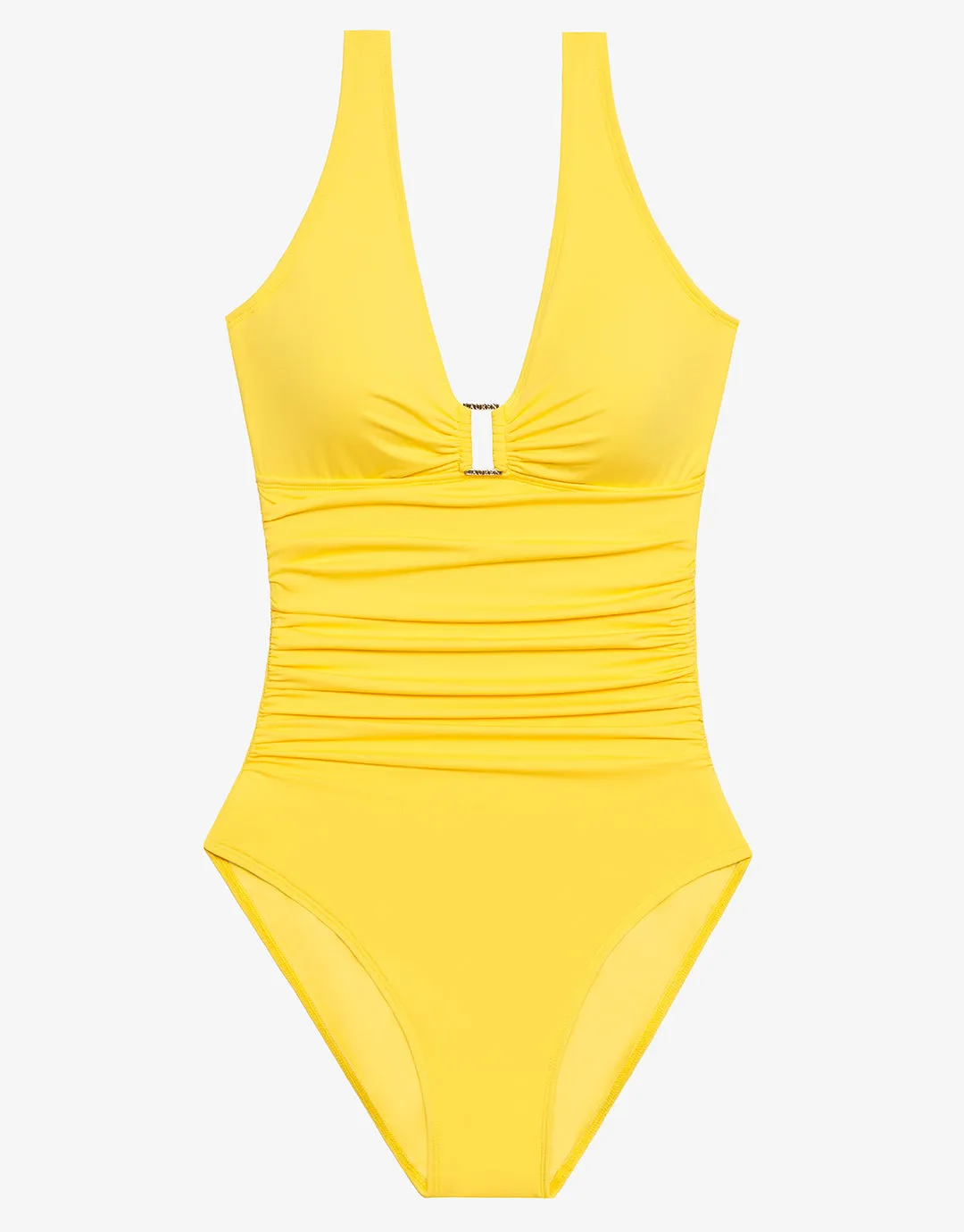 Beach Club Solids Ring Front Swimsuit - Yellow