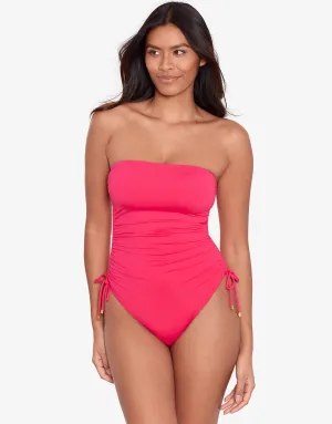 Beach Club Solids Ruched Strapless Swimsuit - Passionfruit