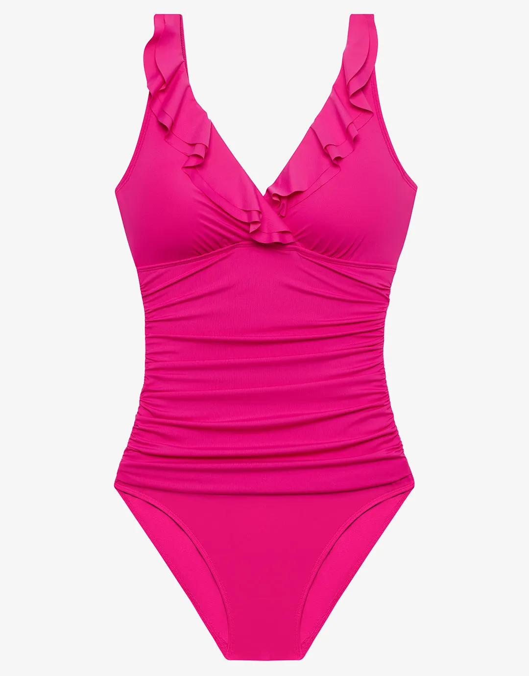Beach Club Solids Ruffle Surplice Underwired Swimsuit - Freesia Pink