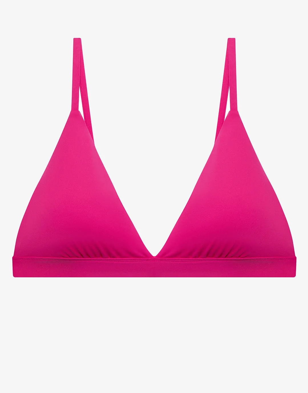 Beach Club Solids Triangle V Neck Bra Bikini Top - Freesia Pink
