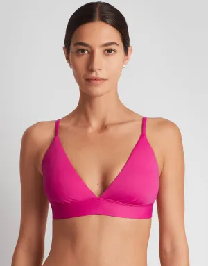 Beach Club Solids Triangle V Neck Bra Bikini Top - Freesia Pink