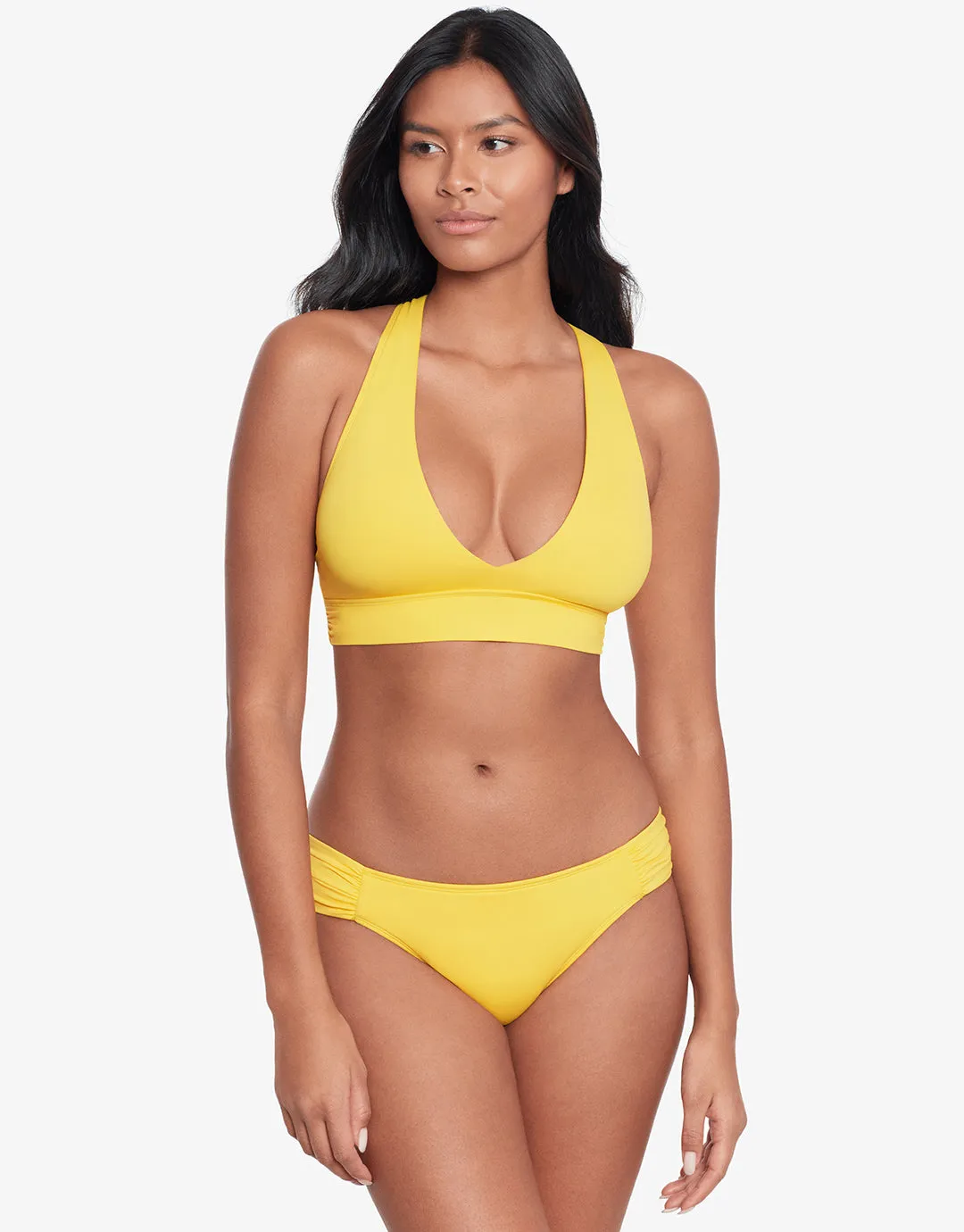 Beach Club Solids Twist X Back Bikini Top - Yellow