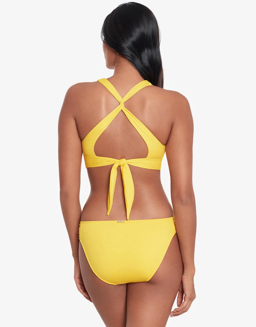 Beach Club Solids Twist X Back Bikini Top - Yellow
