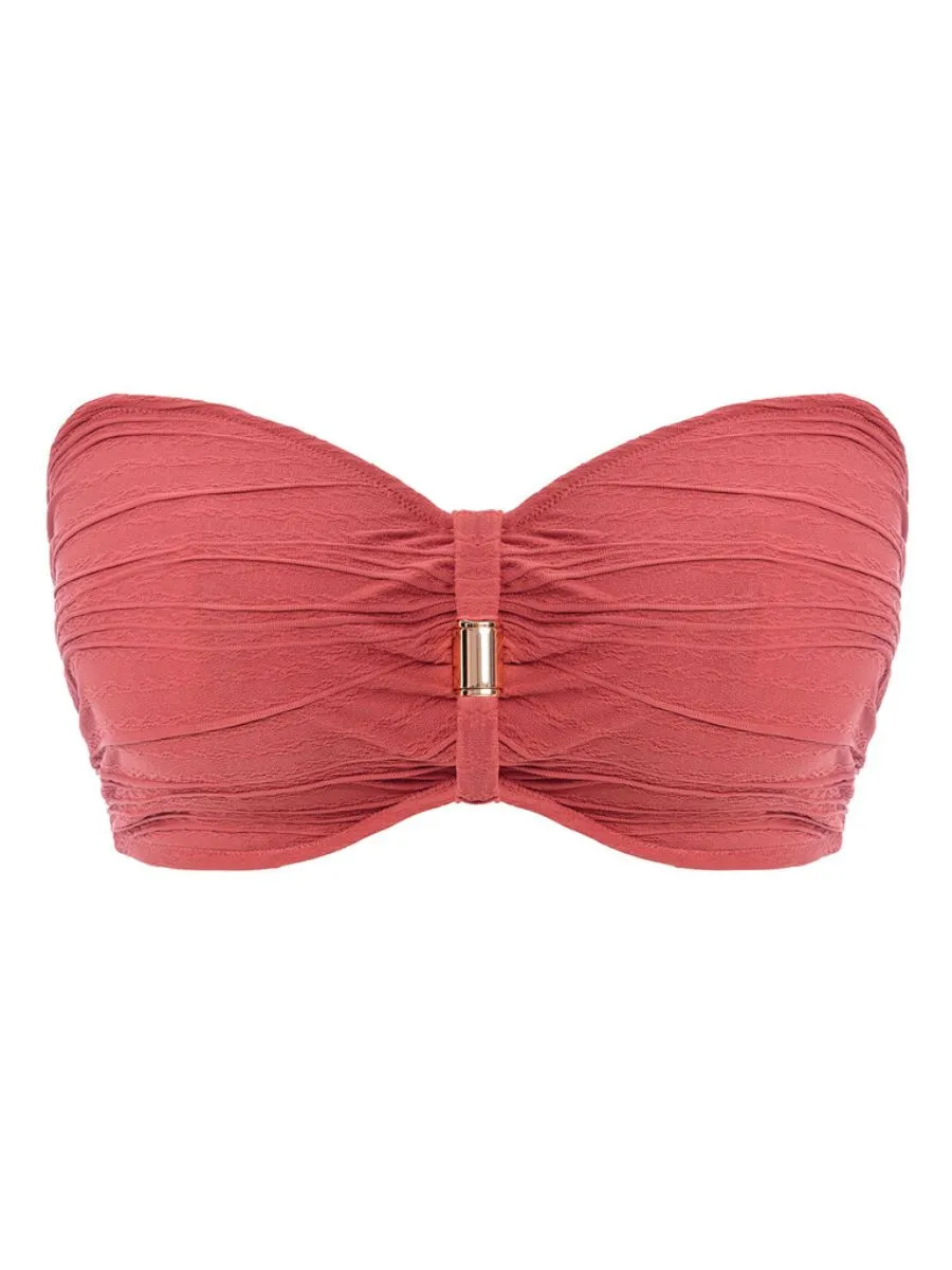 Beach Waves Bandeau Bikini Top - Persian Rose